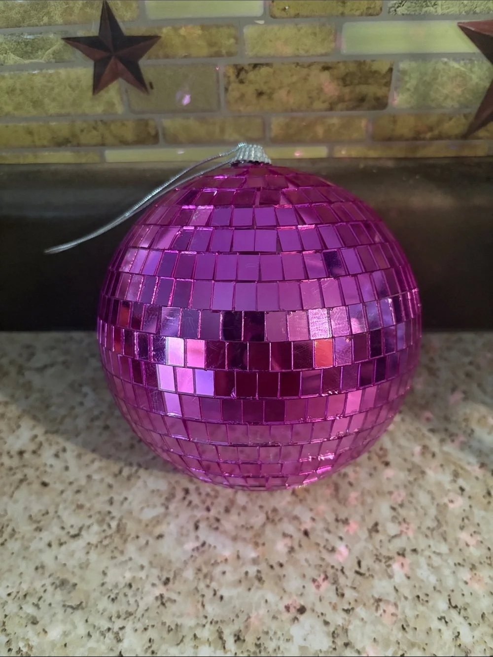 Pink Mirrored Disco Ball Ornament